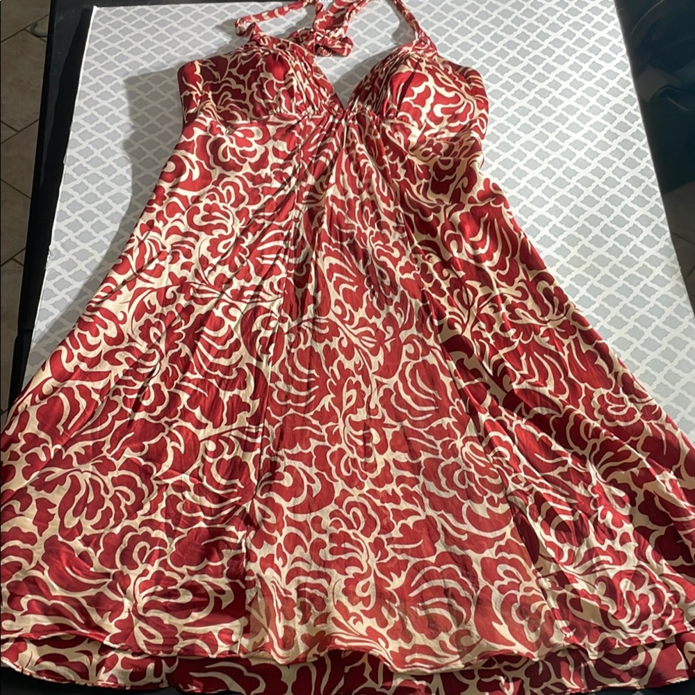 Red and White Halter Dress